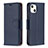 Funda de Cuero Cartera con Soporte Carcasa para Apple iPhone 15 Plus Azul