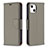 Funda de Cuero Cartera con Soporte Carcasa para Apple iPhone 15 Plus Gris