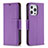 Funda de Cuero Cartera con Soporte Carcasa para Apple iPhone 15 Pro Max Morado