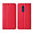 Funda de Cuero Cartera con Soporte Carcasa para Nokia C3 Rojo