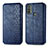 Funda de Cuero Cartera con Soporte Carcasa S01D para Motorola Moto E30 Azul