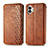 Funda de Cuero Cartera con Soporte Carcasa S01D para Nothing Phone 2 Marron