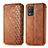 Funda de Cuero Cartera con Soporte Carcasa S01D para Realme 8s 5G Marron