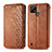 Funda de Cuero Cartera con Soporte Carcasa S01D para Realme C21Y Marron