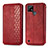 Funda de Cuero Cartera con Soporte Carcasa S01D para Realme C21Y Rojo