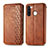 Funda de Cuero Cartera con Soporte Carcasa S01D para Samsung Galaxy A21 European Marron