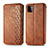 Funda de Cuero Cartera con Soporte Carcasa S01D para Samsung Galaxy F42 5G Marron