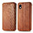 Funda de Cuero Cartera con Soporte Carcasa S01D para Sony Xperia Ace III SO-53C Marron