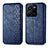 Funda de Cuero Cartera con Soporte Carcasa S01D para Vivo Y35 4G Azul