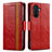 Funda de Cuero Cartera con Soporte Carcasa S02D para Huawei Enjoy 50 Rojo