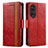 Funda de Cuero Cartera con Soporte Carcasa S02D para Huawei Honor 50 5G Rojo