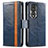 Funda de Cuero Cartera con Soporte Carcasa S02D para Huawei Honor 80 5G Azul