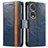 Funda de Cuero Cartera con Soporte Carcasa S02D para Huawei Honor 80 Pro 5G Azul