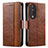 Funda de Cuero Cartera con Soporte Carcasa S02D para Huawei Honor 90 5G Marron