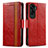 Funda de Cuero Cartera con Soporte Carcasa S02D para Huawei Honor 90 Lite 5G Rojo