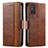 Funda de Cuero Cartera con Soporte Carcasa S02D para Huawei Honor X10 Max 5G Marron