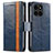 Funda de Cuero Cartera con Soporte Carcasa S02D para Huawei Honor X6a Azul