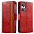 Funda de Cuero Cartera con Soporte Carcasa S02D para Huawei Honor X7 Rojo