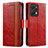 Funda de Cuero Cartera con Soporte Carcasa S02D para Huawei Honor X7a Rojo