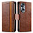 Funda de Cuero Cartera con Soporte Carcasa S02D para Huawei Honor X7b Marron