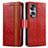 Funda de Cuero Cartera con Soporte Carcasa S02D para Huawei Honor X7b Rojo