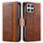 Funda de Cuero Cartera con Soporte Carcasa S02D para Huawei Honor X8 4G Marron