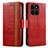 Funda de Cuero Cartera con Soporte Carcasa S02D para Huawei Honor X8b Rojo