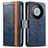 Funda de Cuero Cartera con Soporte Carcasa S02D para Huawei Mate 60 Pro+ Plus Azul