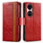 Funda de Cuero Cartera con Soporte Carcasa S02D para Huawei P50 Pro Rojo