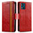 Funda de Cuero Cartera con Soporte Carcasa S02D para Motorola Moto E13 Rojo