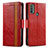 Funda de Cuero Cartera con Soporte Carcasa S02D para Motorola Moto E30 Rojo