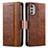 Funda de Cuero Cartera con Soporte Carcasa S02D para Motorola Moto E32 Marron