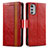 Funda de Cuero Cartera con Soporte Carcasa S02D para Motorola Moto E32 Rojo