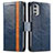 Funda de Cuero Cartera con Soporte Carcasa S02D para Motorola Moto E32s Azul