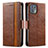 Funda de Cuero Cartera con Soporte Carcasa S02D para Motorola Moto Edge 20 Lite 5G Marron