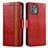 Funda de Cuero Cartera con Soporte Carcasa S02D para Motorola Moto Edge 20 Lite 5G Rojo