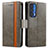 Funda de Cuero Cartera con Soporte Carcasa S02D para Motorola Moto Edge (2021) 5G Gris