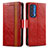 Funda de Cuero Cartera con Soporte Carcasa S02D para Motorola Moto Edge (2021) 5G Rojo