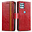 Funda de Cuero Cartera con Soporte Carcasa S02D para Motorola Moto Edge S 5G Rojo