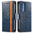 Funda de Cuero Cartera con Soporte Carcasa S02D para Motorola Moto Edge S Pro 5G Azul