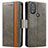 Funda de Cuero Cartera con Soporte Carcasa S02D para Motorola Moto G Play (2023) Gris