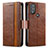 Funda de Cuero Cartera con Soporte Carcasa S02D para Motorola Moto G Play (2023) Marron