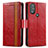 Funda de Cuero Cartera con Soporte Carcasa S02D para Motorola Moto G Play (2023) Rojo