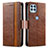 Funda de Cuero Cartera con Soporte Carcasa S02D para Motorola Moto G100 5G Marron