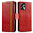 Funda de Cuero Cartera con Soporte Carcasa S02D para Motorola Moto G23 Rojo