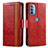 Funda de Cuero Cartera con Soporte Carcasa S02D para Motorola Moto G31 Rojo