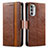 Funda de Cuero Cartera con Soporte Carcasa S02D para Motorola Moto G52j 5G Marron