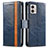 Funda de Cuero Cartera con Soporte Carcasa S02D para Motorola Moto G53 5G Azul