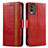 Funda de Cuero Cartera con Soporte Carcasa S02D para Nokia C210 Rojo