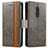 Funda de Cuero Cartera con Soporte Carcasa S02D para Nokia C3 Gris